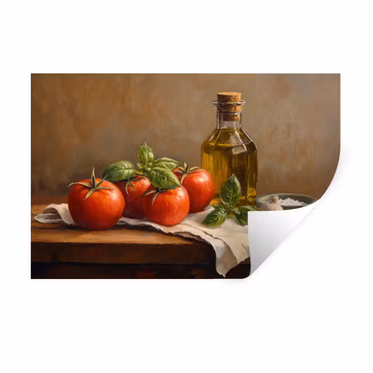 Muursticker - Tomaten - Olijfolie - Stilleven — 1