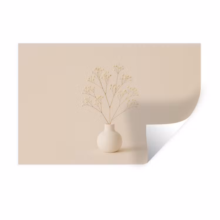 Muursticker - Vaas - Takken - Bloemetjes - Wit — 1