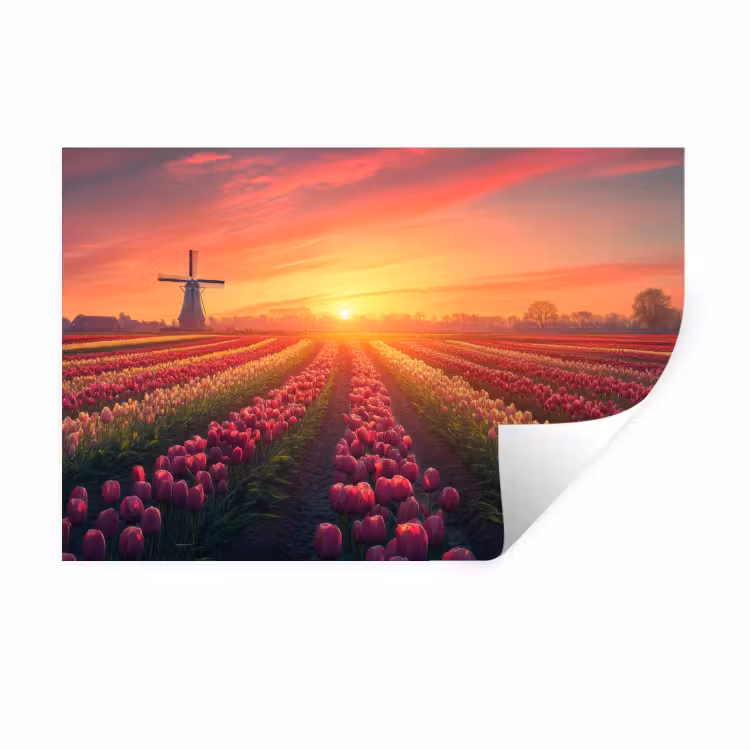 Muursticker - Windmolen - Zonsondergang - Landschap — 1