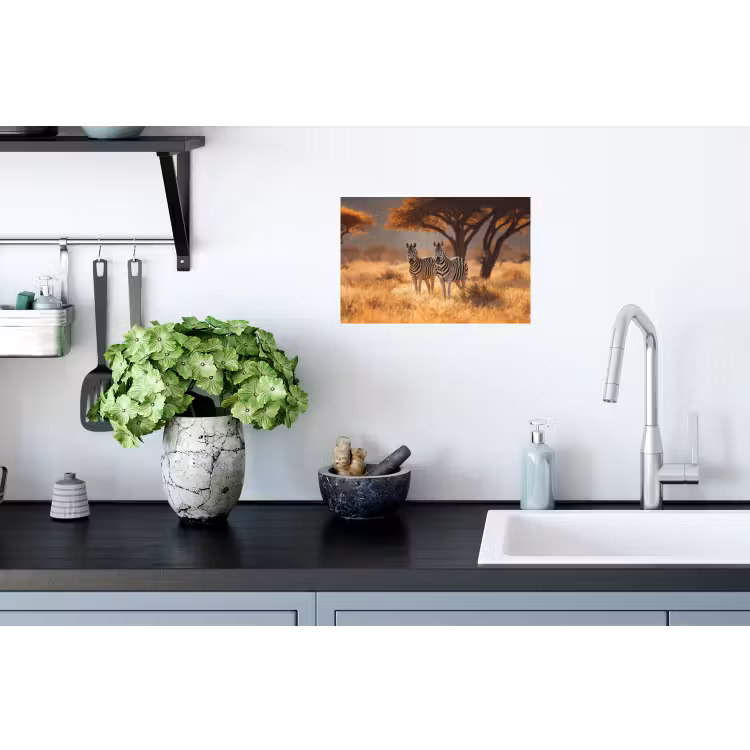 Muursticker - Zebra's - Savannelandschap - Gras — 2