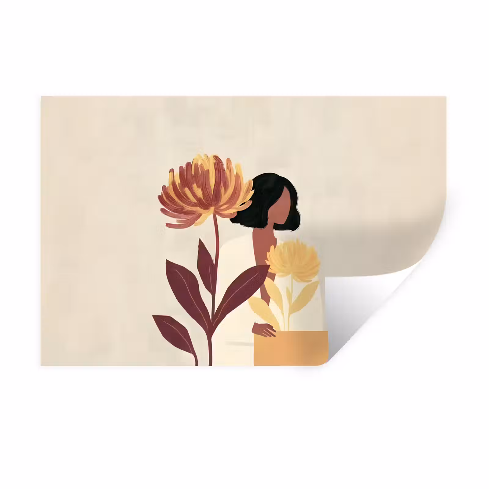 Muursticker - Vrouw - Minimalistisch - Bloem — 1