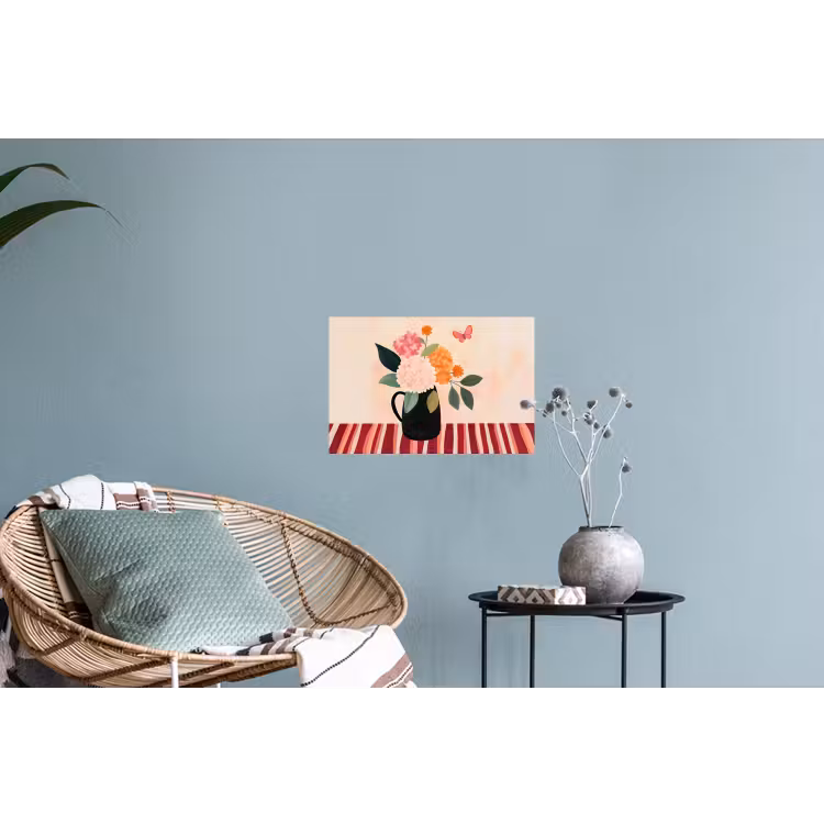 Muursticker - Vaas - Bloemen - Vlinder - Rood — 4