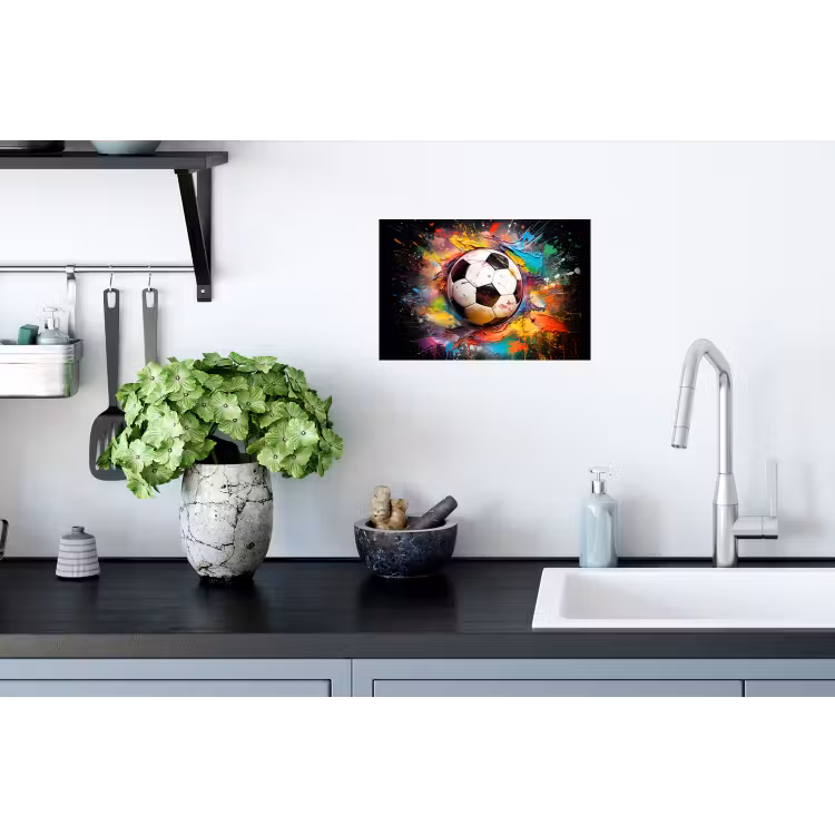 Muursticker - Voetbal - Verf - Kleuren - Zwart - Wit — 2