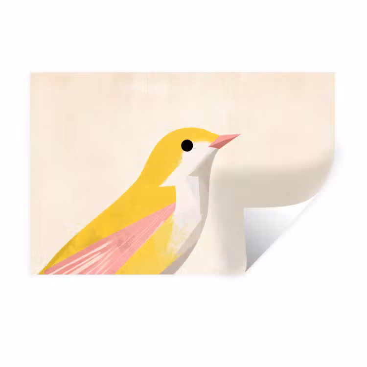 Muursticker - Vogel - Minimalistisch - Geel — 1