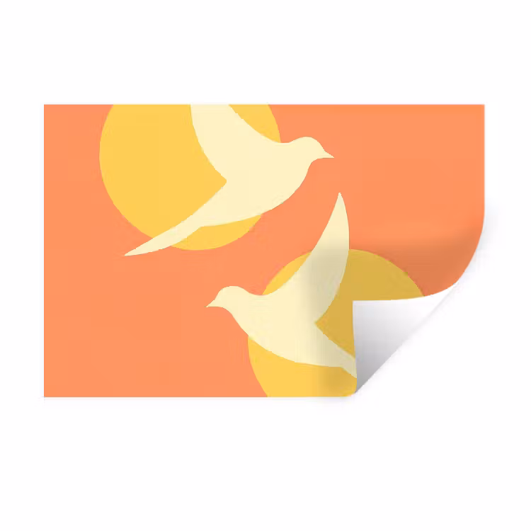 Muursticker - Vogels - Cirkels - Geel — 1