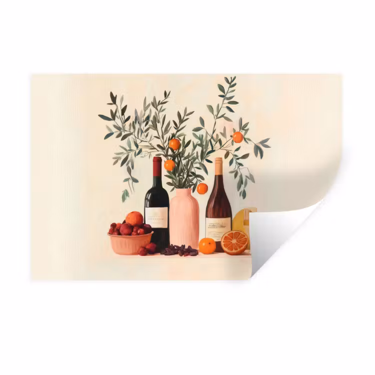 Muursticker - Wijnflessen - Takken - Sinaasappels — 1