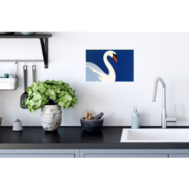 Muursticker - Zwaan - Wit - Snavel - Illustratie — 2
