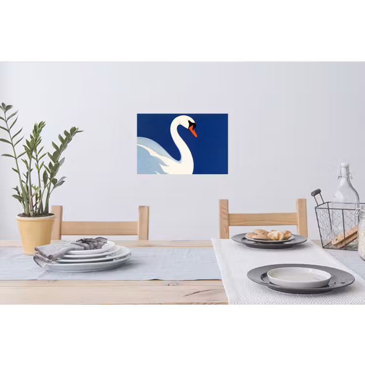Muursticker - Zwaan - Wit - Snavel - Illustratie — 3