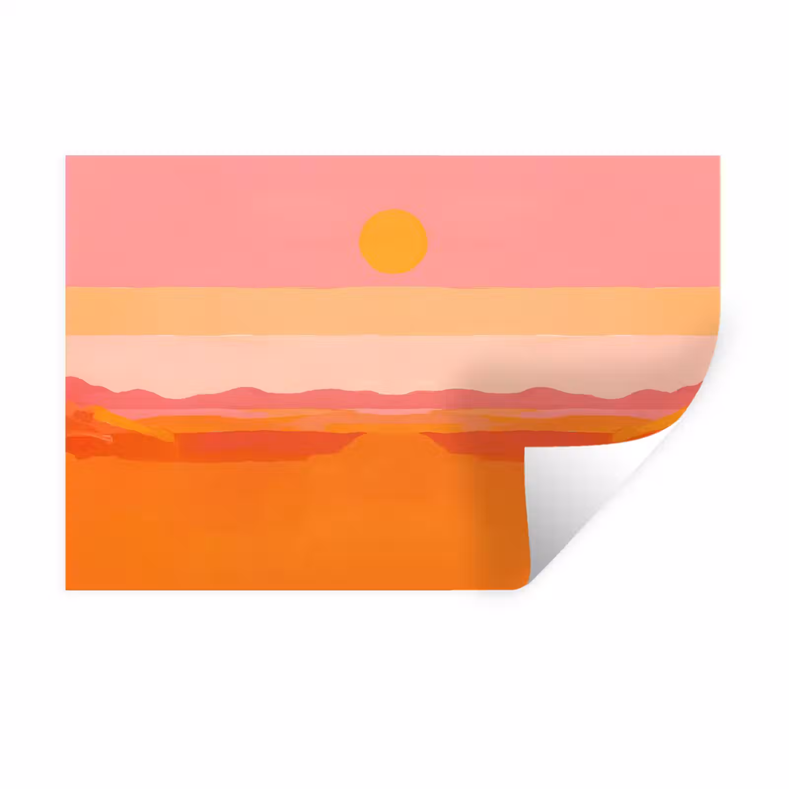 Muursticker - Zon - Abstract - Landschap - Oranje — 1
