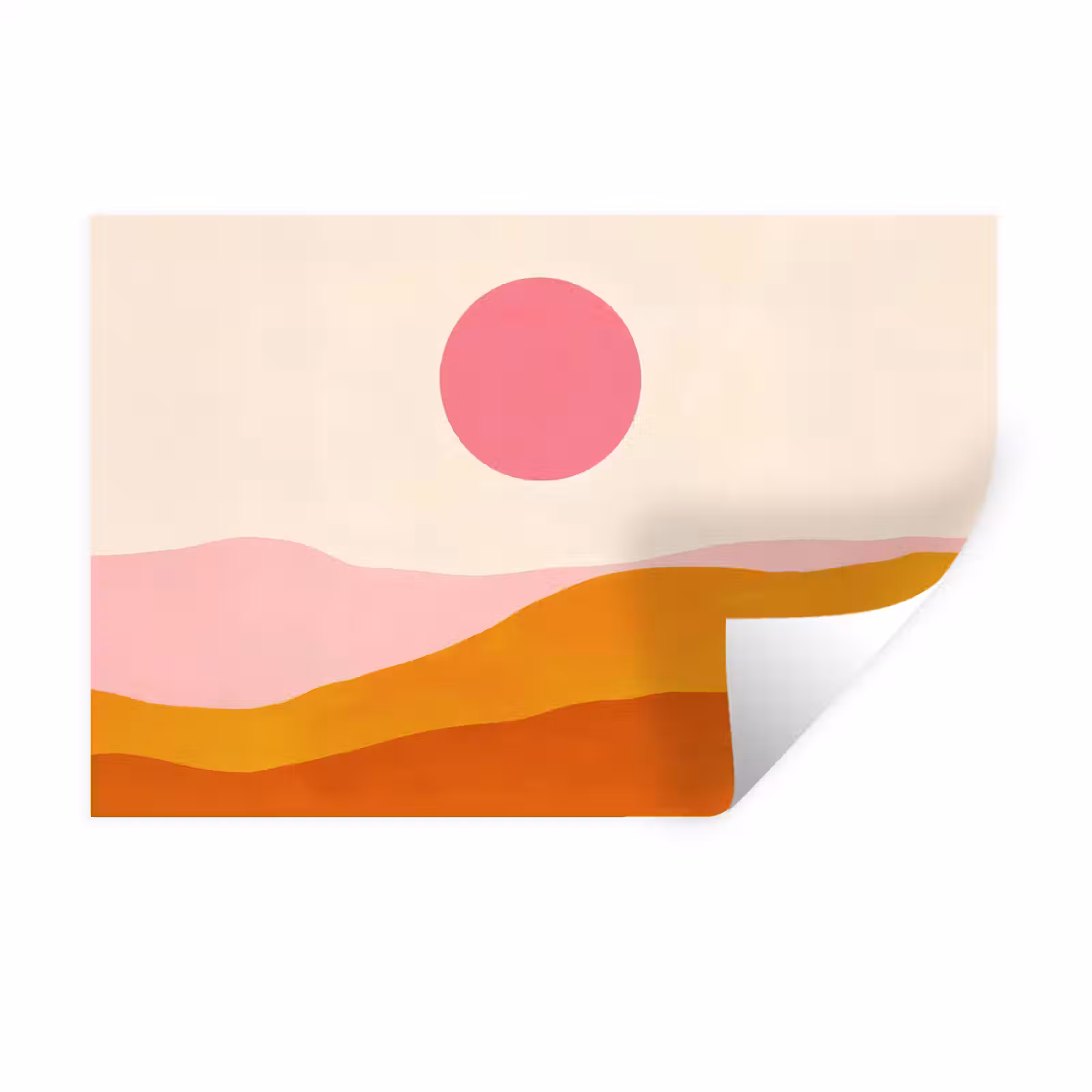 Muursticker - Zon - Heuvels - Abstract - Roze — 1