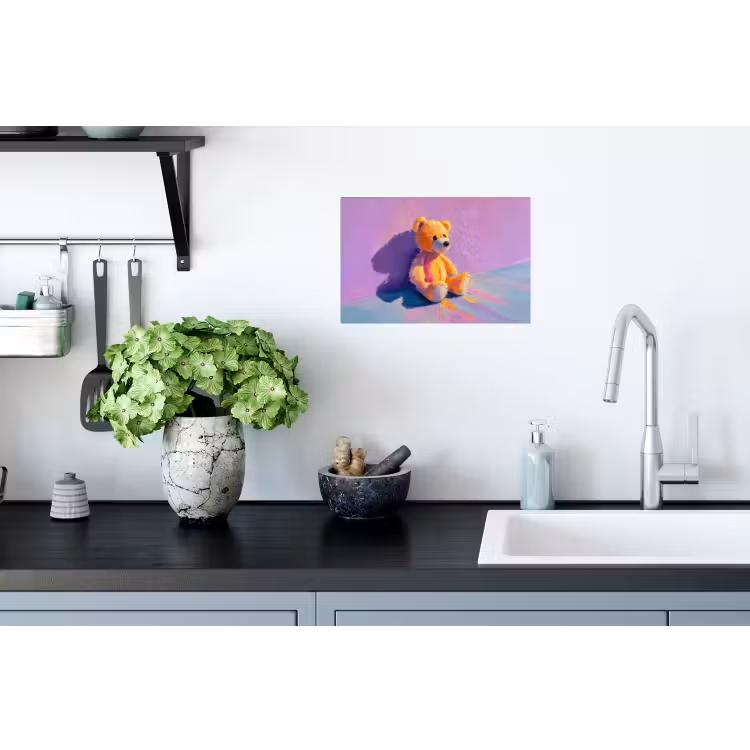 Muursticker - Teddybeer - Schaduw - Penseelstreken - Paars — 2