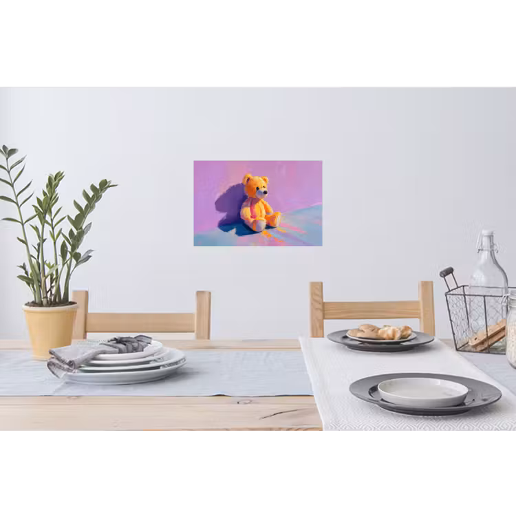 Muursticker - Teddybeer - Schaduw - Penseelstreken - Paars — 3