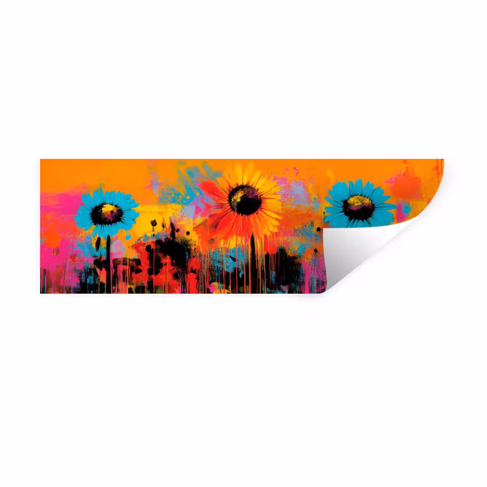 Muursticker - Zonnebloemen - Abstract - Oranje — 1