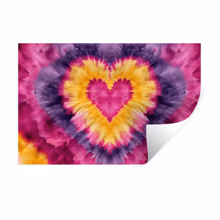 Muursticker - Tie dye - Hartvorm - Vlammen - Oranje — 1