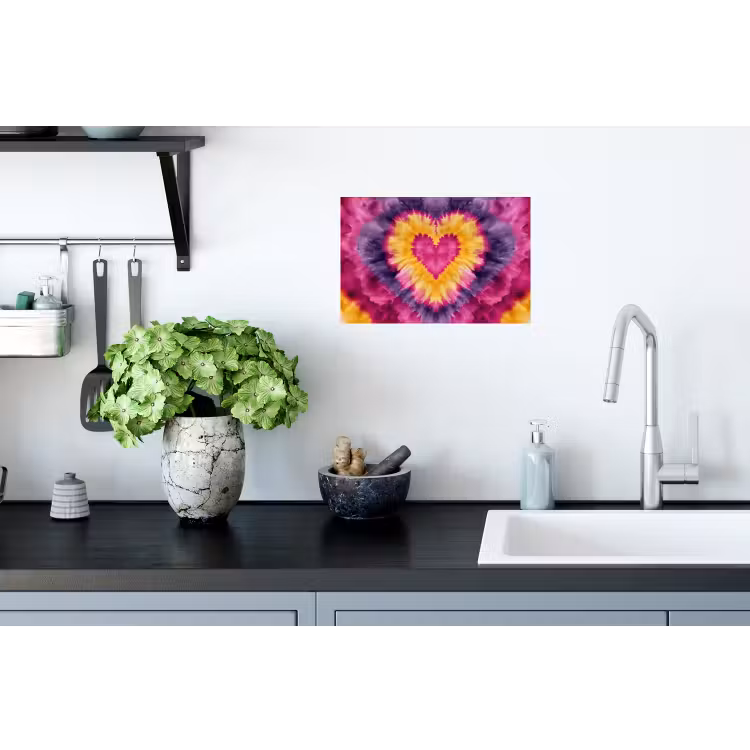 Muursticker - Tie dye - Hartvorm - Vlammen - Oranje — 2