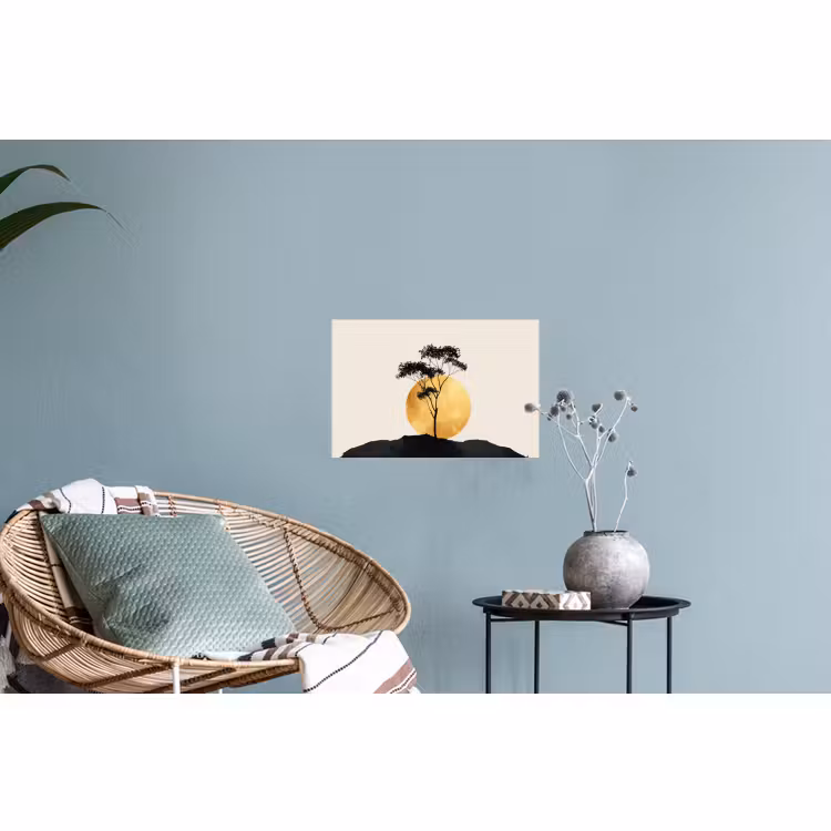 Muursticker - Zwarte boom - Gouden cirkel - Heuvel — 4