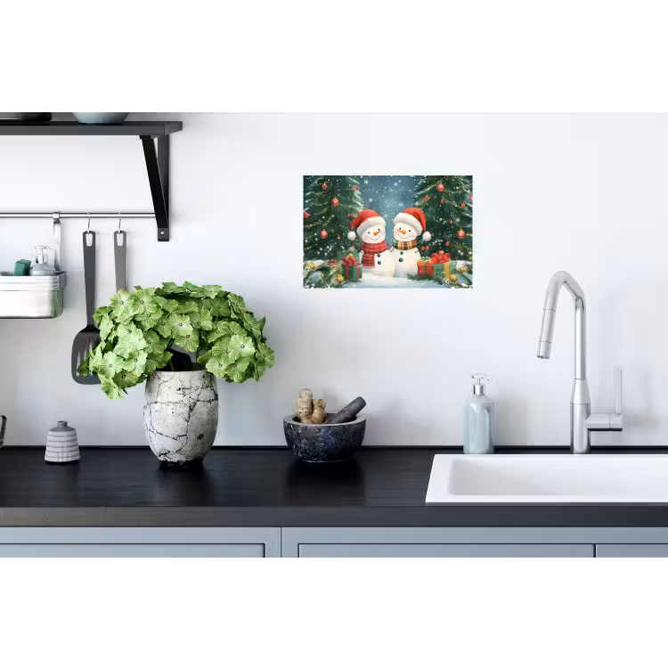 Muursticker - Sneeuwpop - Kerstsneeuw - Groen - Rood — 2