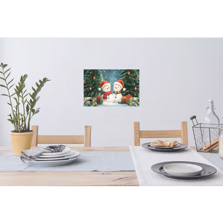 Muursticker - Sneeuwpop - Kerstsneeuw - Groen - Rood — 3