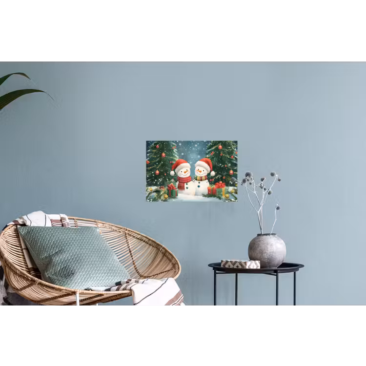 Muursticker - Sneeuwpop - Kerstsneeuw - Groen - Rood — 4