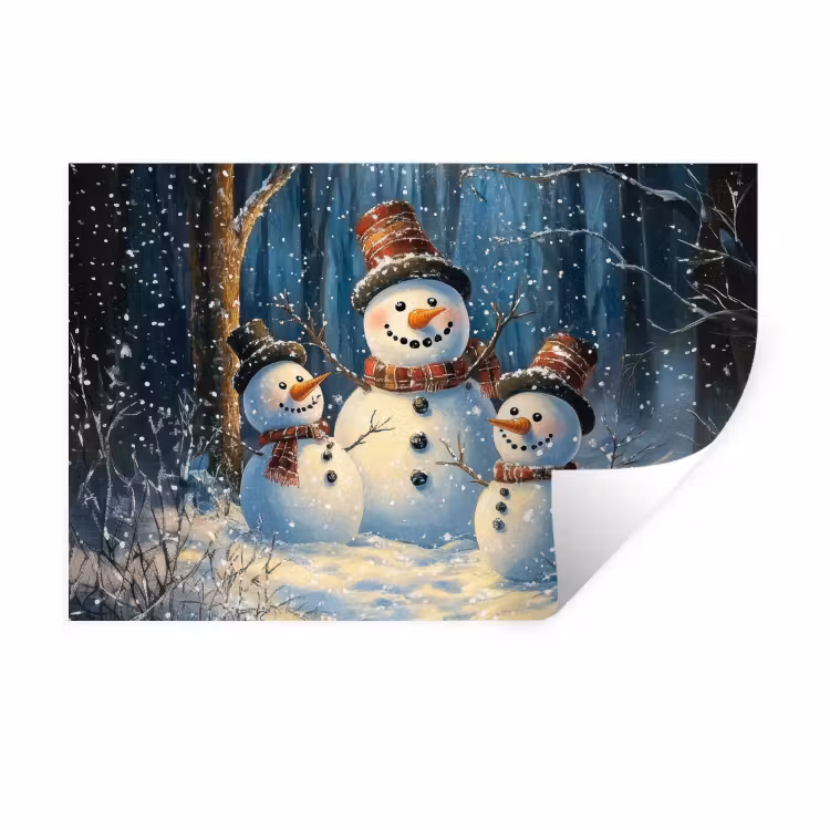 Muursticker - Sneeuwpop - Sneeuw - Winter - Bos — 1