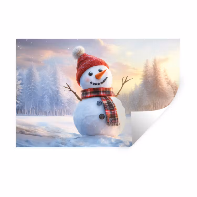 Muursticker - Sneeuwpop - Zonsondergang - Wit — 1