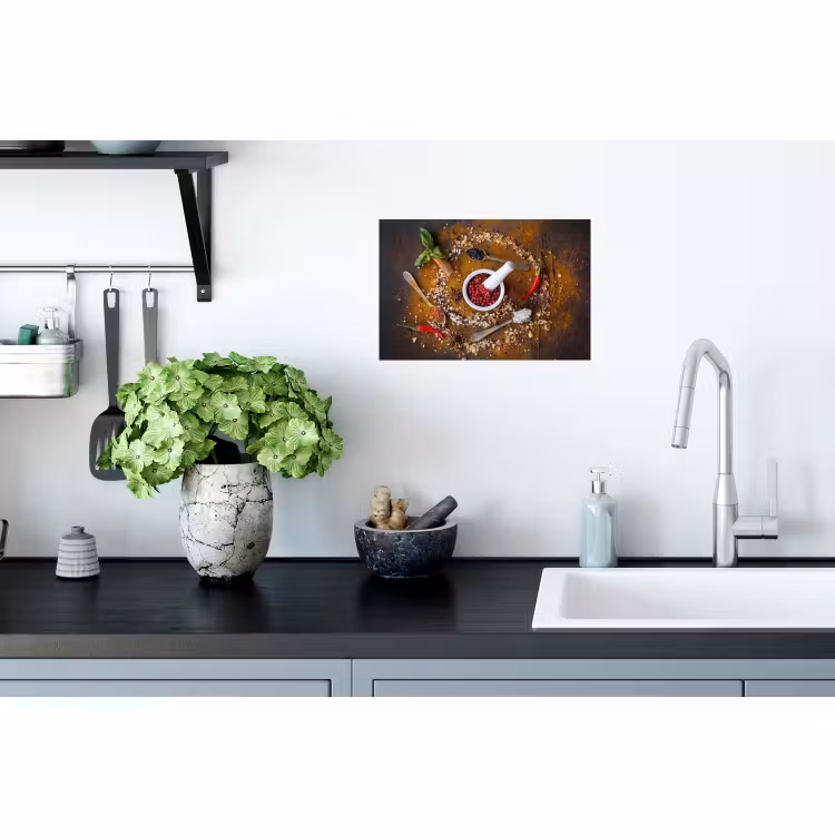 Muursticker - Vijzel - Kruiden - Lepels - Specerijen - Bruin - Peper — 2