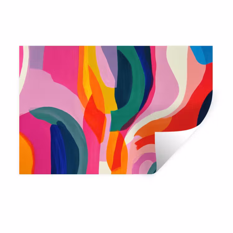 Muursticker - Vormen - Golvend - Abstract - Felroze — 1