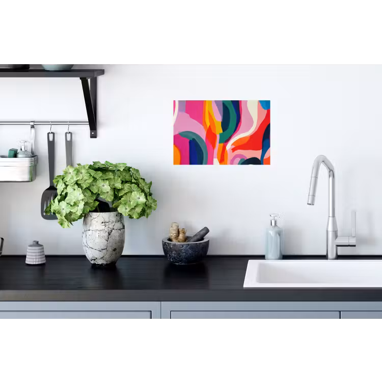 Muursticker - Vormen - Golvend - Abstract - Felroze — 2