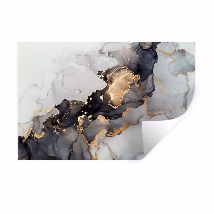 Muursticker - Zwart - Marmer - Luxe - Goud — 1