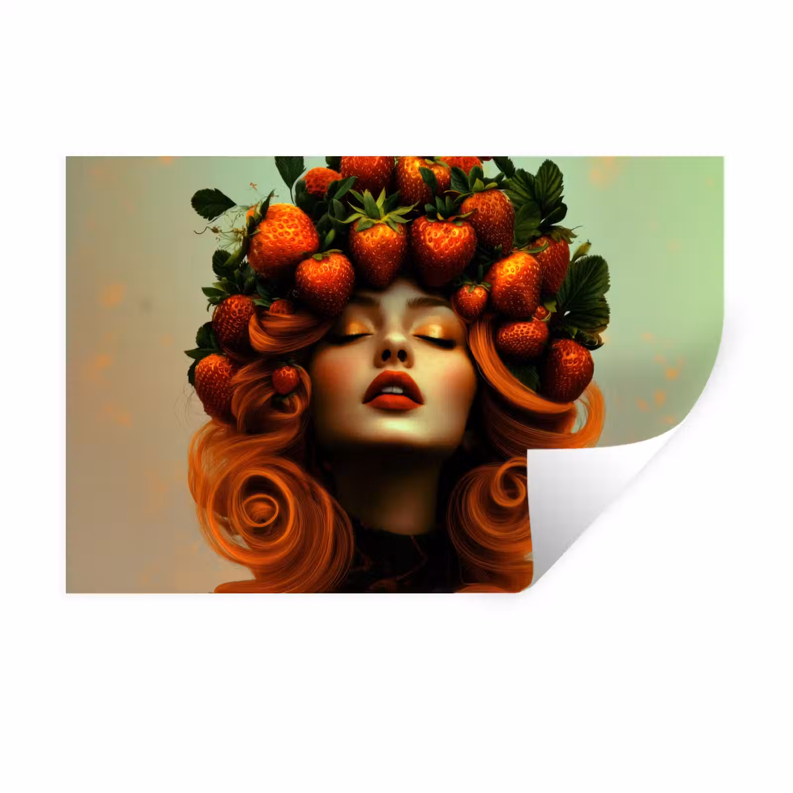 Muursticker - Vrouw - Aardbeien - Kroon — 1