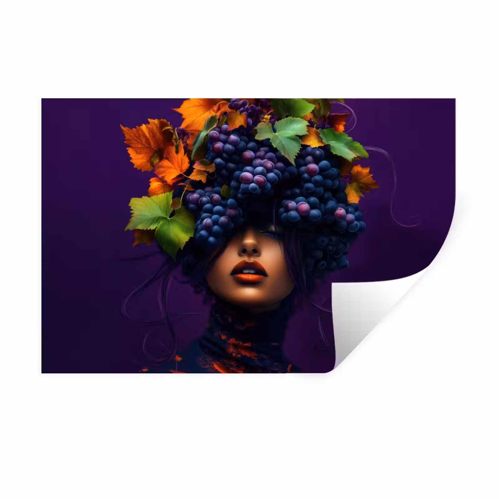 Muursticker - Vrouw - Paars - Druiven — 1