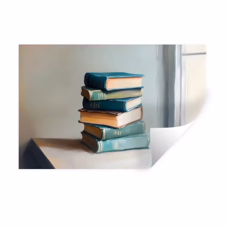 Muursticker - Stapel - Boeken - Groen - Daglicht — 1