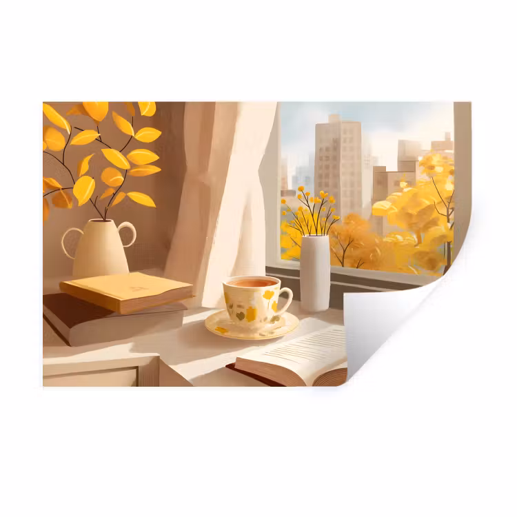 Muursticker - Thee - Boek - Thee - Herfst — 1