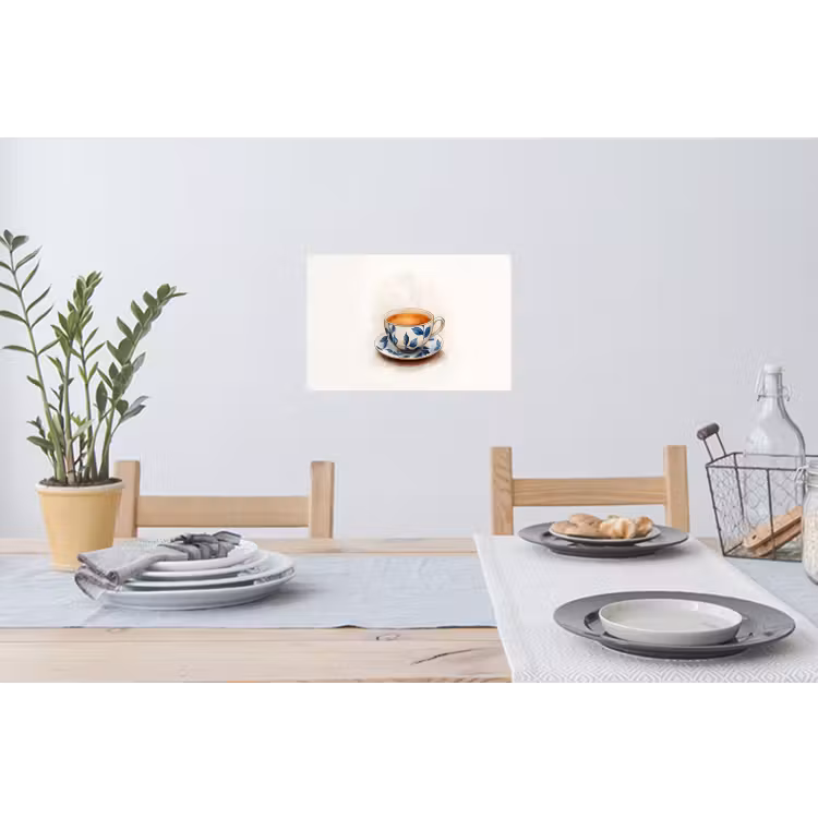 Muursticker - Theekop - Bladeren - Blauw — 3
