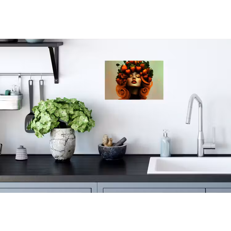 Muursticker - Vrouw - Aardbeien - Kroon — 2