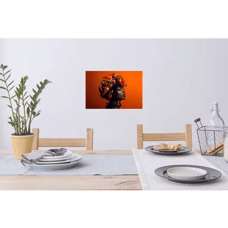 Muursticker - Vrouw - Chilipepers - Pepers - Bloemen — 3