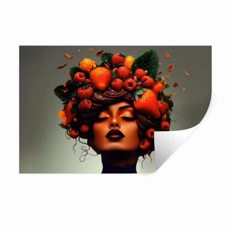 Muursticker - Vrouw - Chocolade - Frambozen - Aardbeien - Koekjes — 1