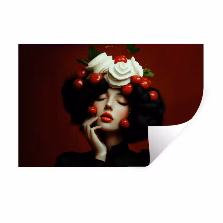 Muursticker - Vrouw - Kersen - Slagroom — 1
