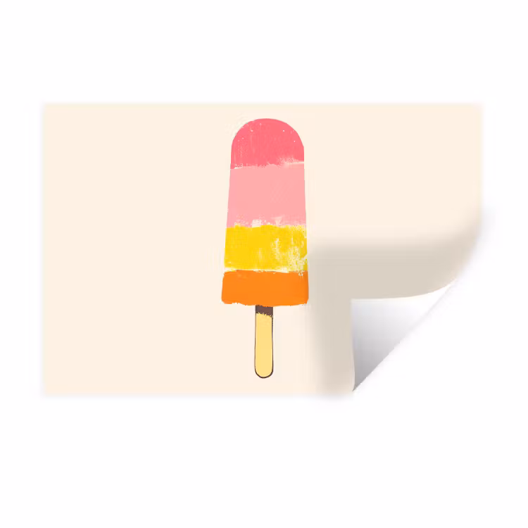 Muursticker - Waterijsje - Retro - Stokje - Roze — 1