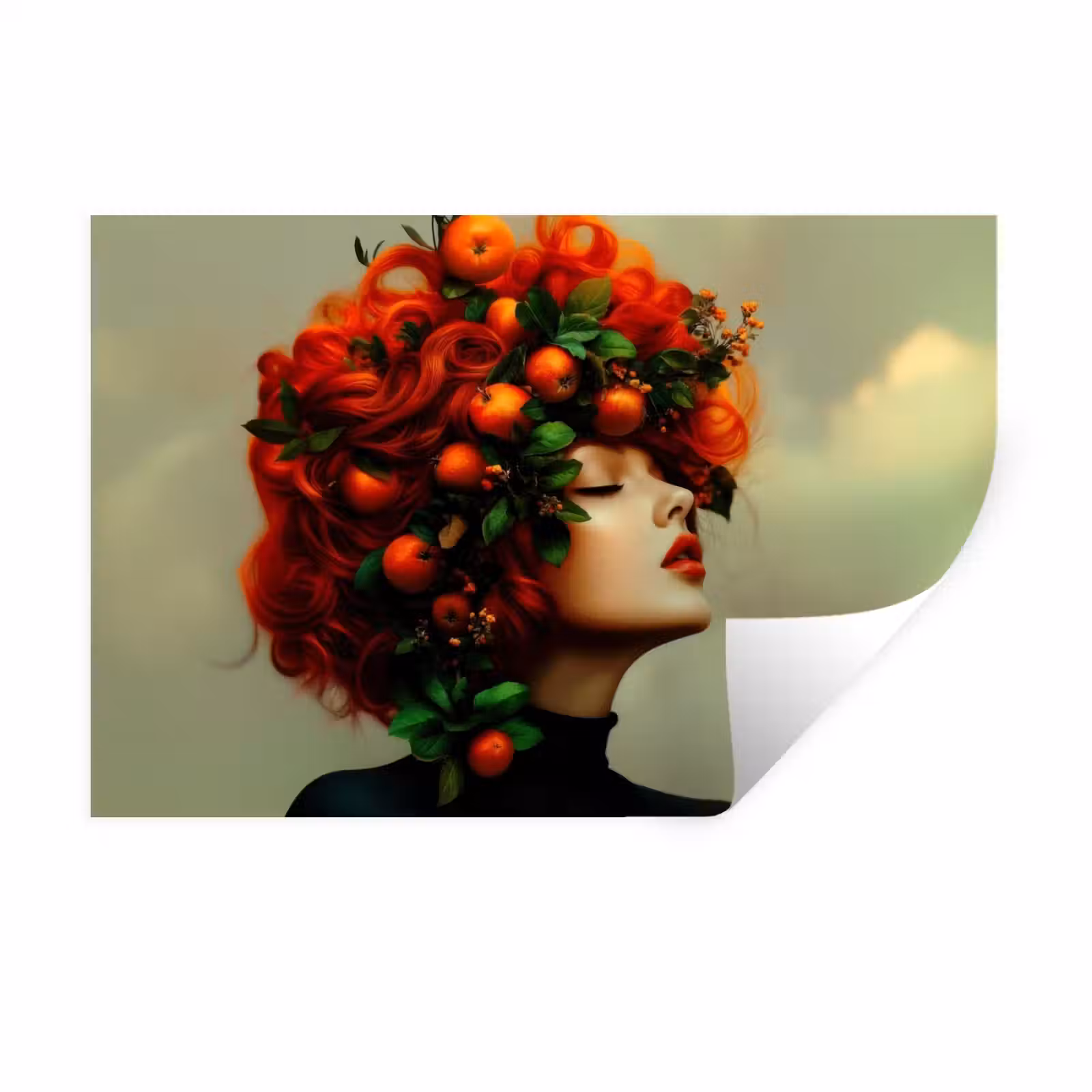 Muursticker - Vrouw - Appels - Rood - Bladeren — 1