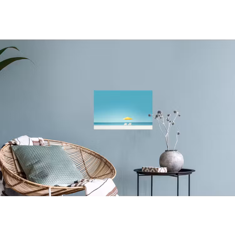 Muursticker - Strand - Blauwe lucht - Geel - Parasol — 4
