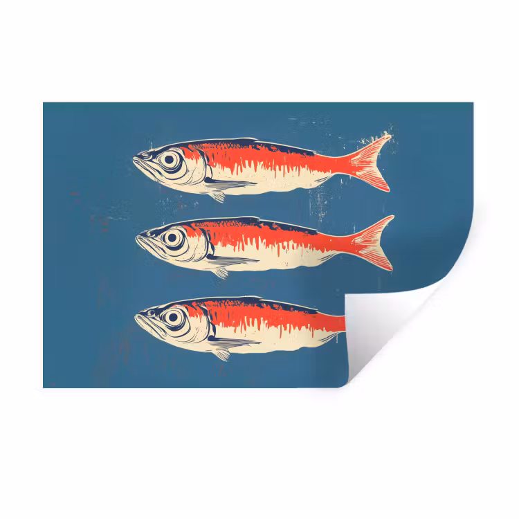 Muursticker - Vissen - Rood - Blauw — 1