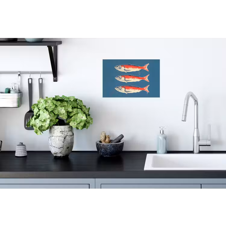 Muursticker - Vissen - Rood - Blauw — 2