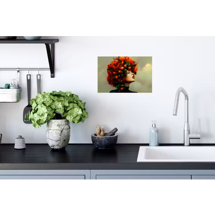 Muursticker - Vrouw - Appels - Rood - Bladeren — 2