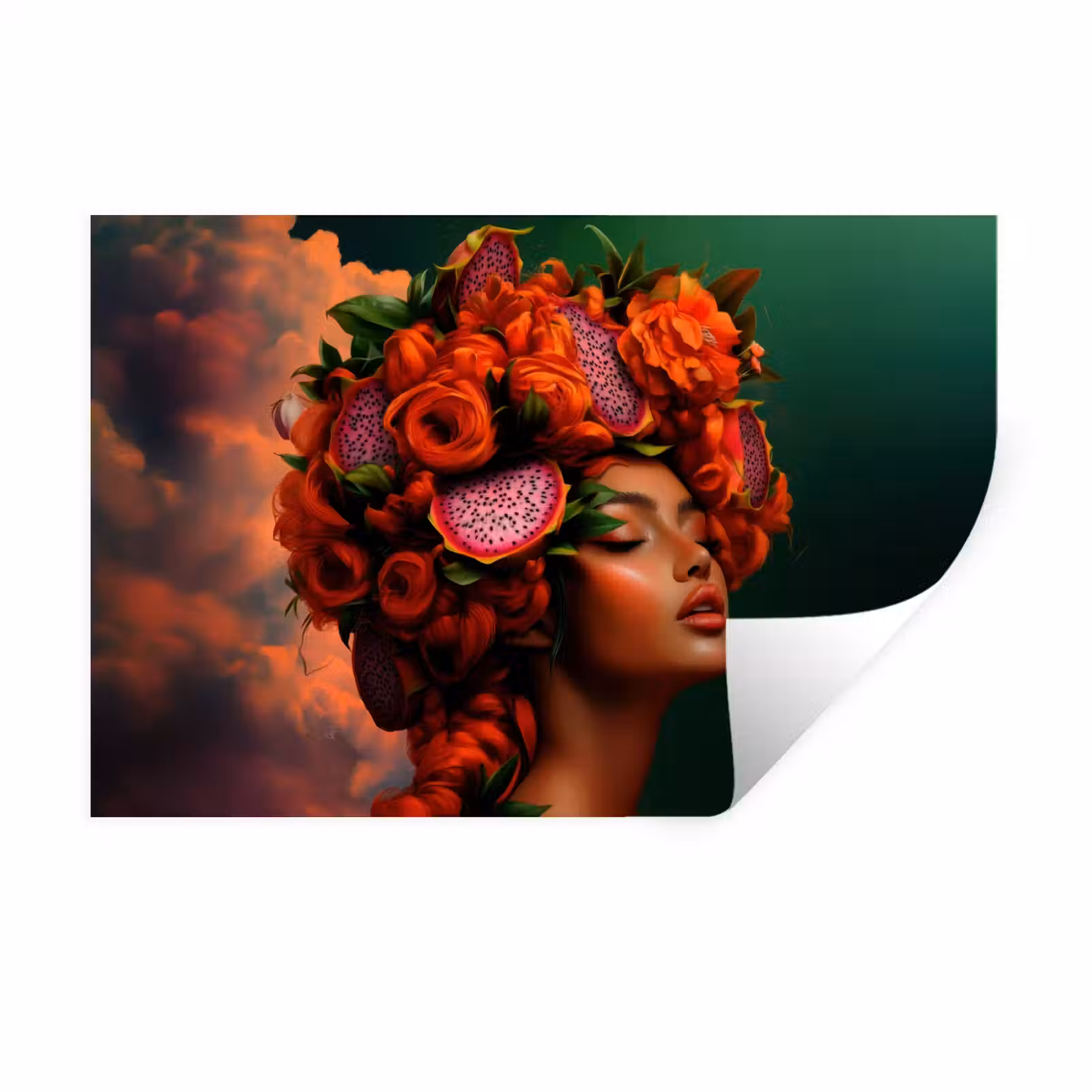 Muursticker - Vrouw - Drankenfruit - Rozen — 1
