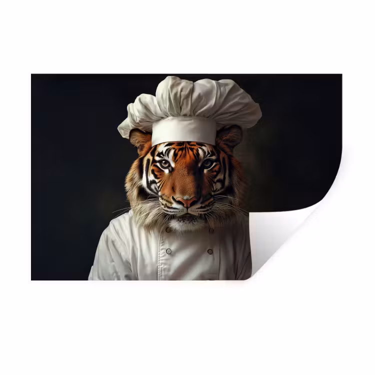 Muursticker - Tijger - Kokskleding - Bruin — 1