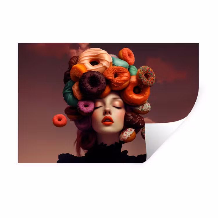 Muursticker - Vrouw - Donuts - Kleurrijk — 1