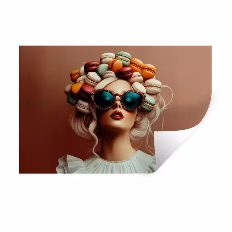 Muursticker - Vrouw - Macarons - Bril — 1