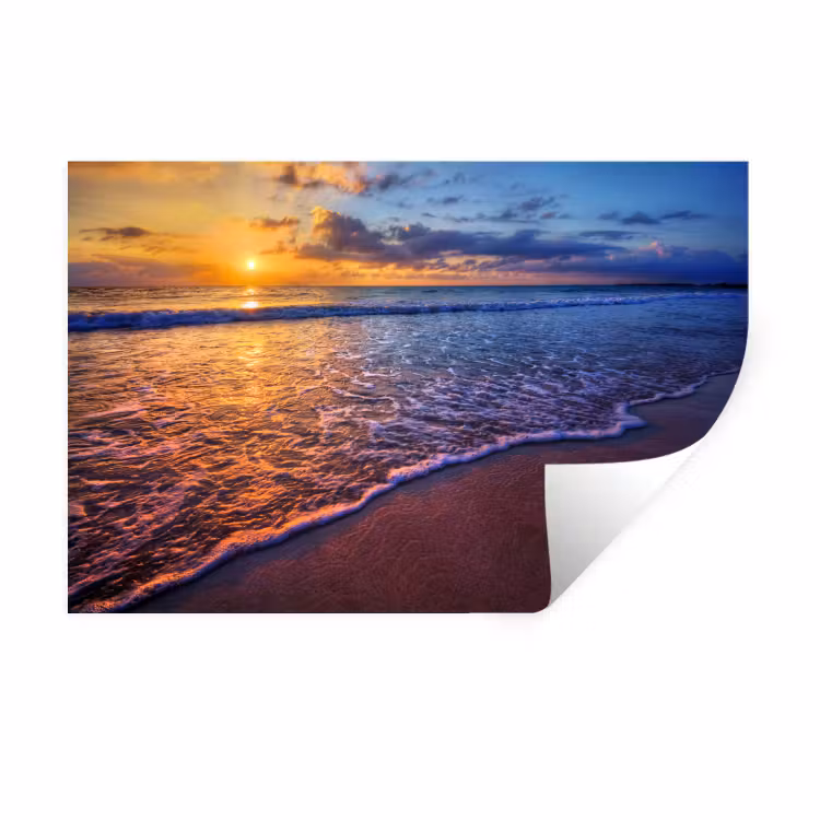 Muursticker - Zee - Strand - Zonsondergang - Wolken - Horizon — 1