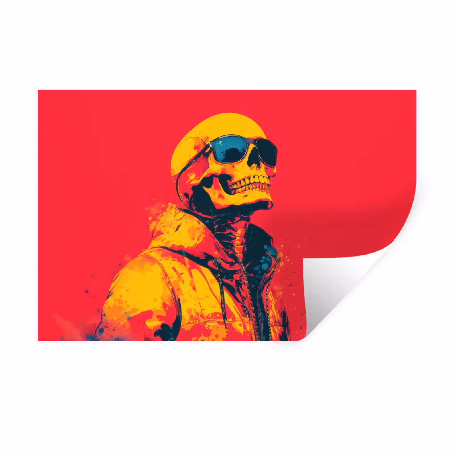 Muursticker - Zonnebril - Schedel - Jas - Rood — 1